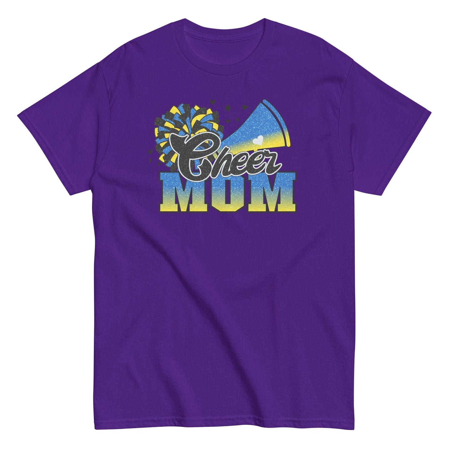 Cheer Mom Shirt (Blue and Yellow) Purple / S Spirit Gear Collective T-Shirt