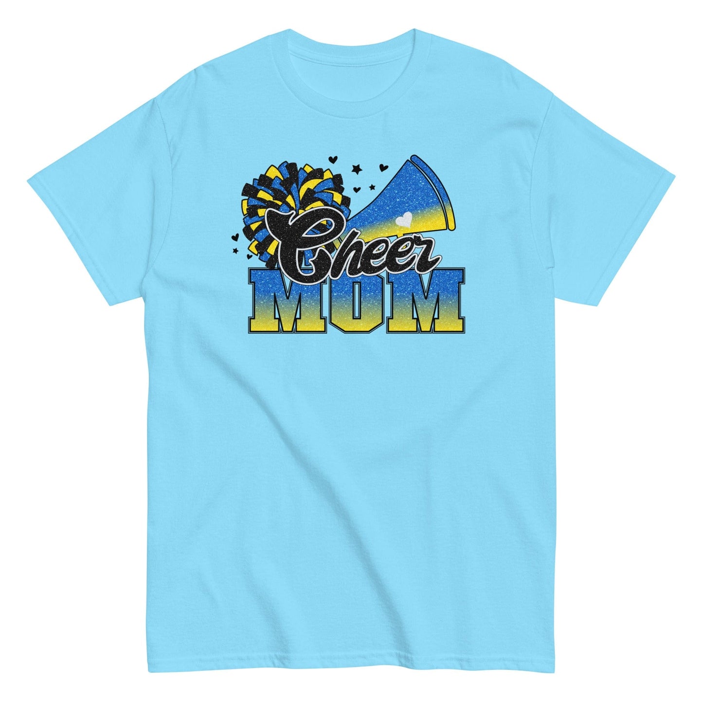 Cheer Mom Shirt (Blue and Yellow) Sky / S Spirit Gear Collective T-Shirt