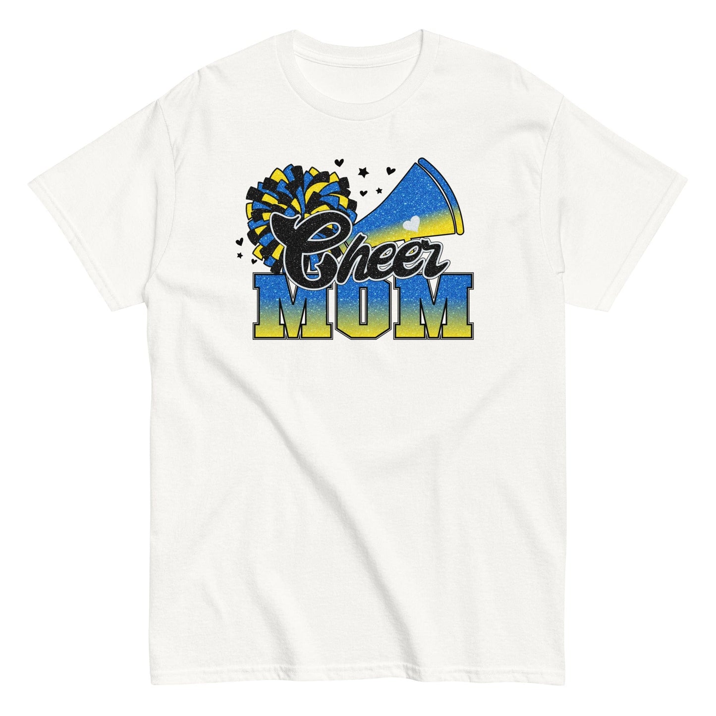 Cheer Mom Shirt (Blue and Yellow) White / S Spirit Gear Collective T-Shirt