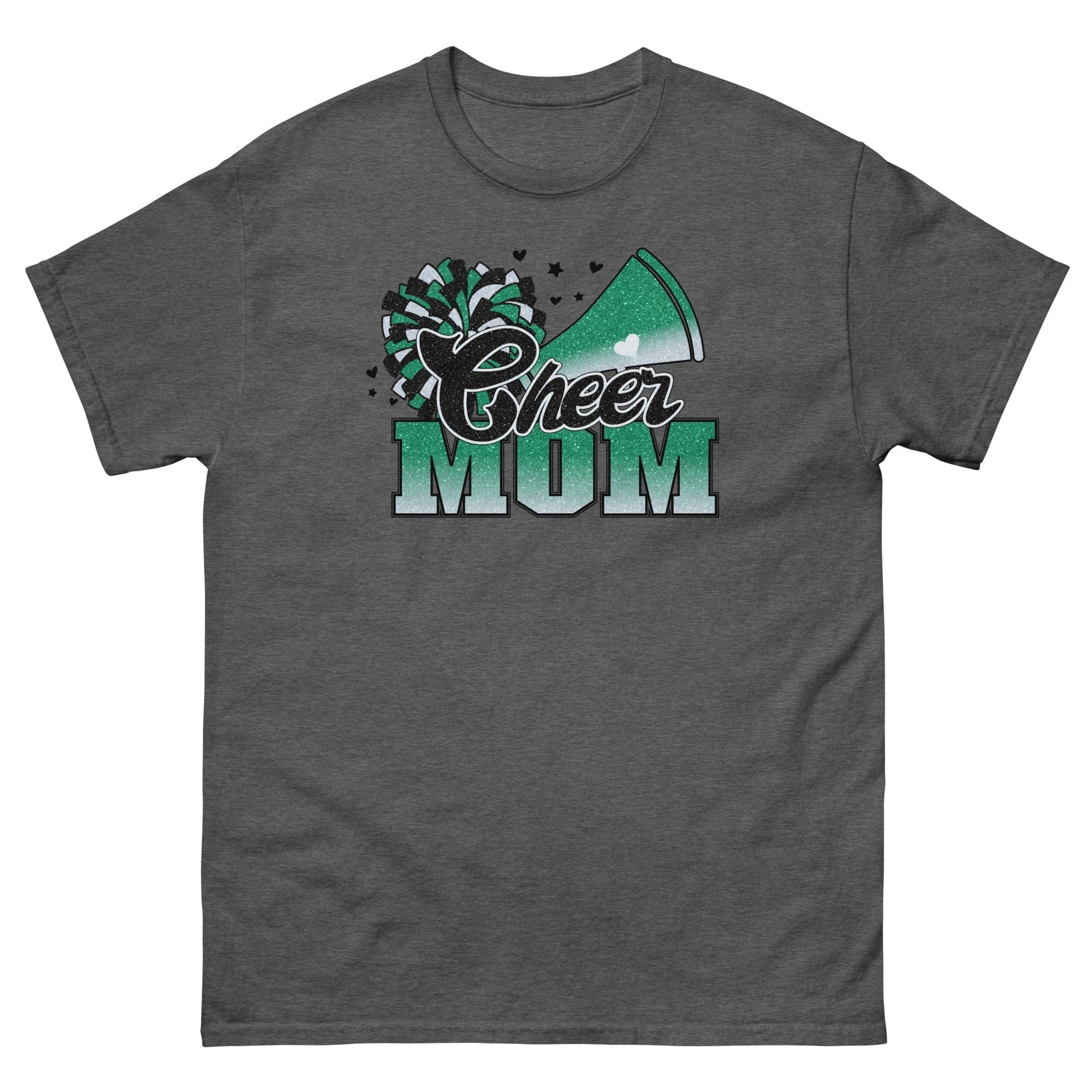 Cheer Mom Shirt (Green and White) Dark Heather / S Spirit Gear Collective T-Shirt