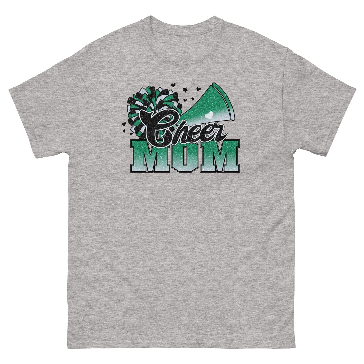 Cheer Mom Shirt (Green and White) Sport Grey / S Spirit Gear Collective T-Shirt