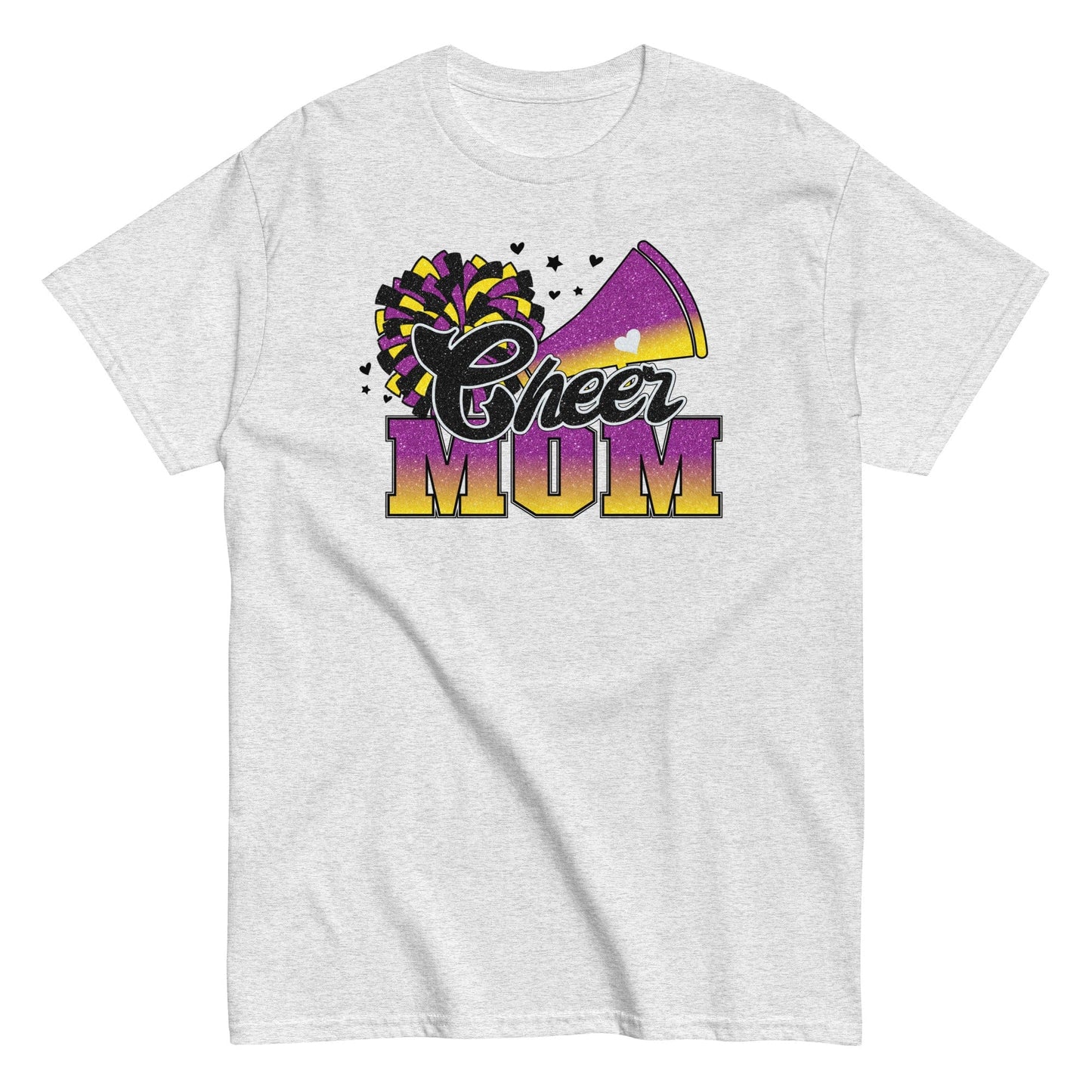 Cheer Mom Shirt (Purple and Yellow) Ash / S Spirit Gear Collective T-Shirt