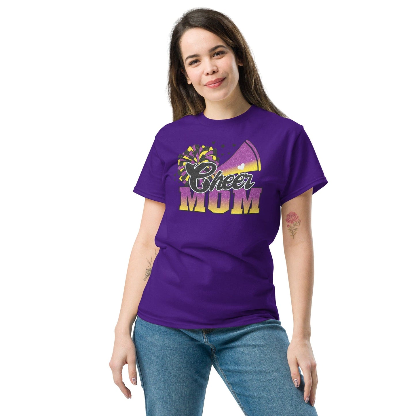 Cheer Mom Shirt (Purple and Yellow) Spirit Gear Collective T-Shirt