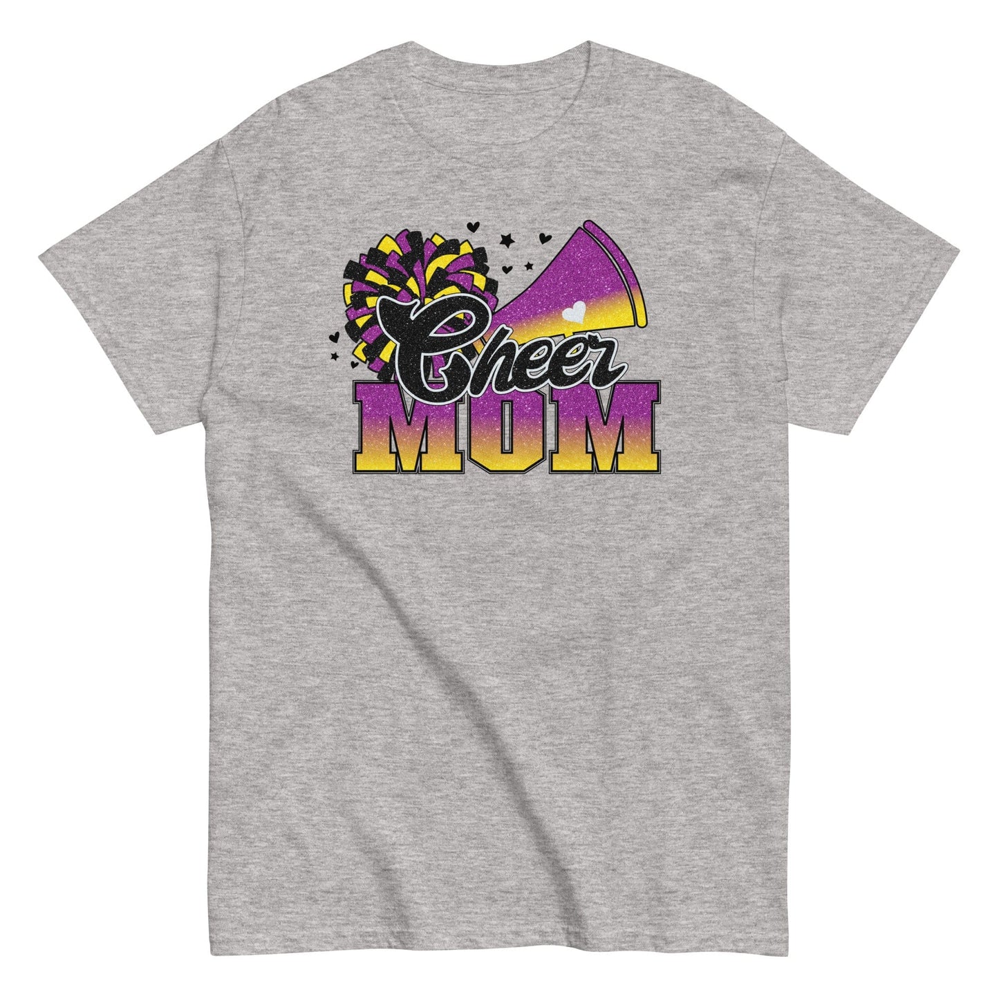 Cheer Mom Shirt (Purple and Yellow) Sport Grey / S Spirit Gear Collective T-Shirt