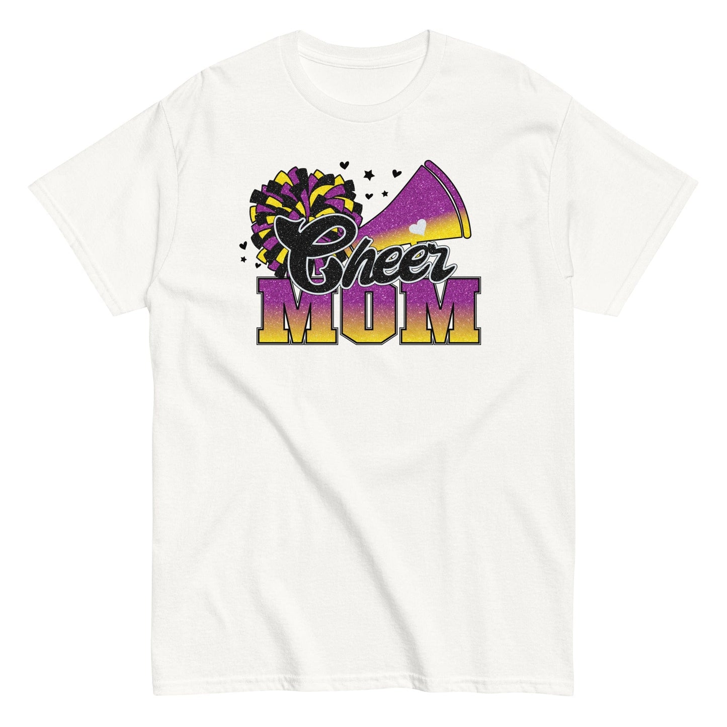 Cheer Mom Shirt (Purple and Yellow) White / S Spirit Gear Collective T-Shirt