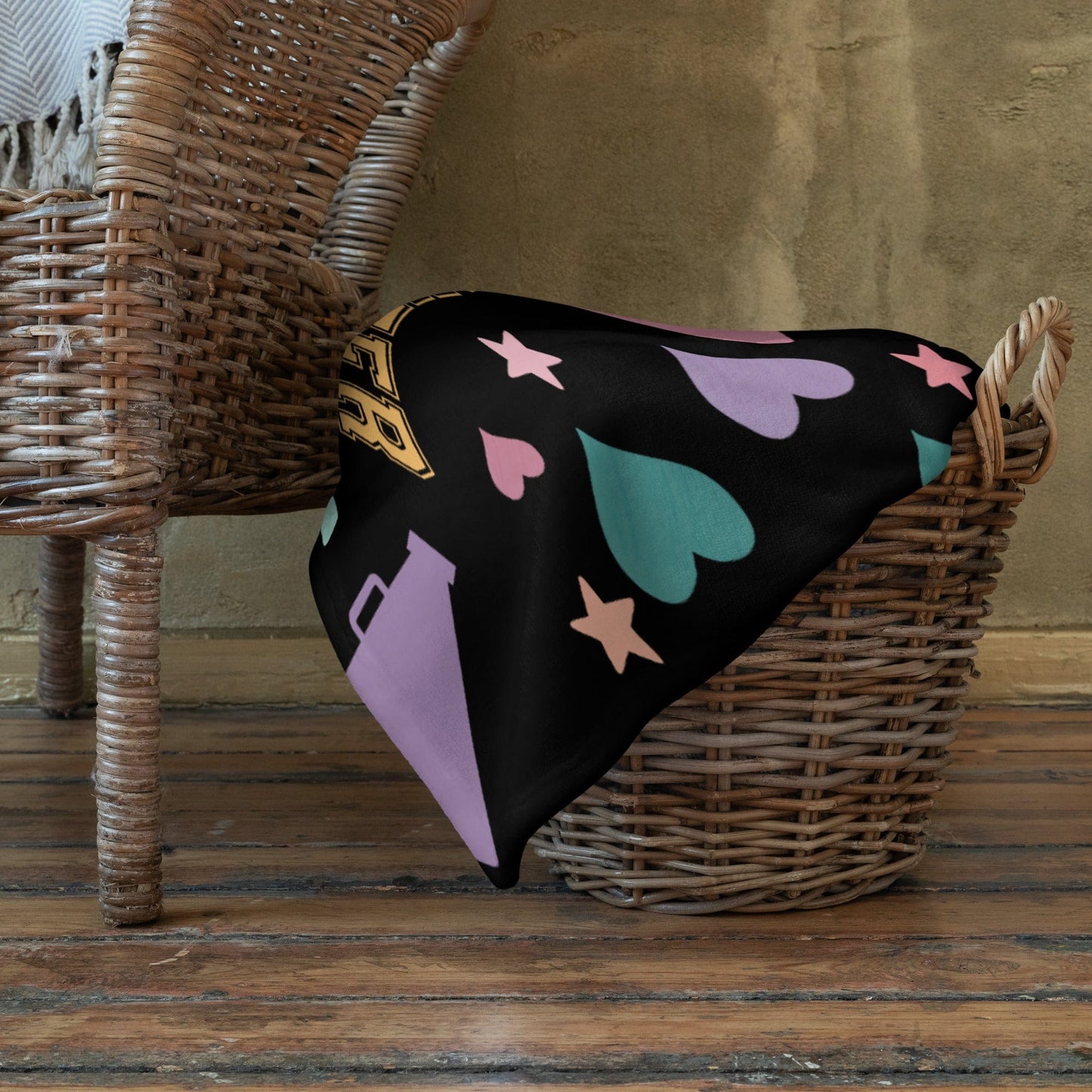 Cheer Throw Blanket on Black – Cheerleader Gift, Soft Cozy Blanket, Cheer Decor 50″×60″ Spirit Gear Collective Cheer Blanket