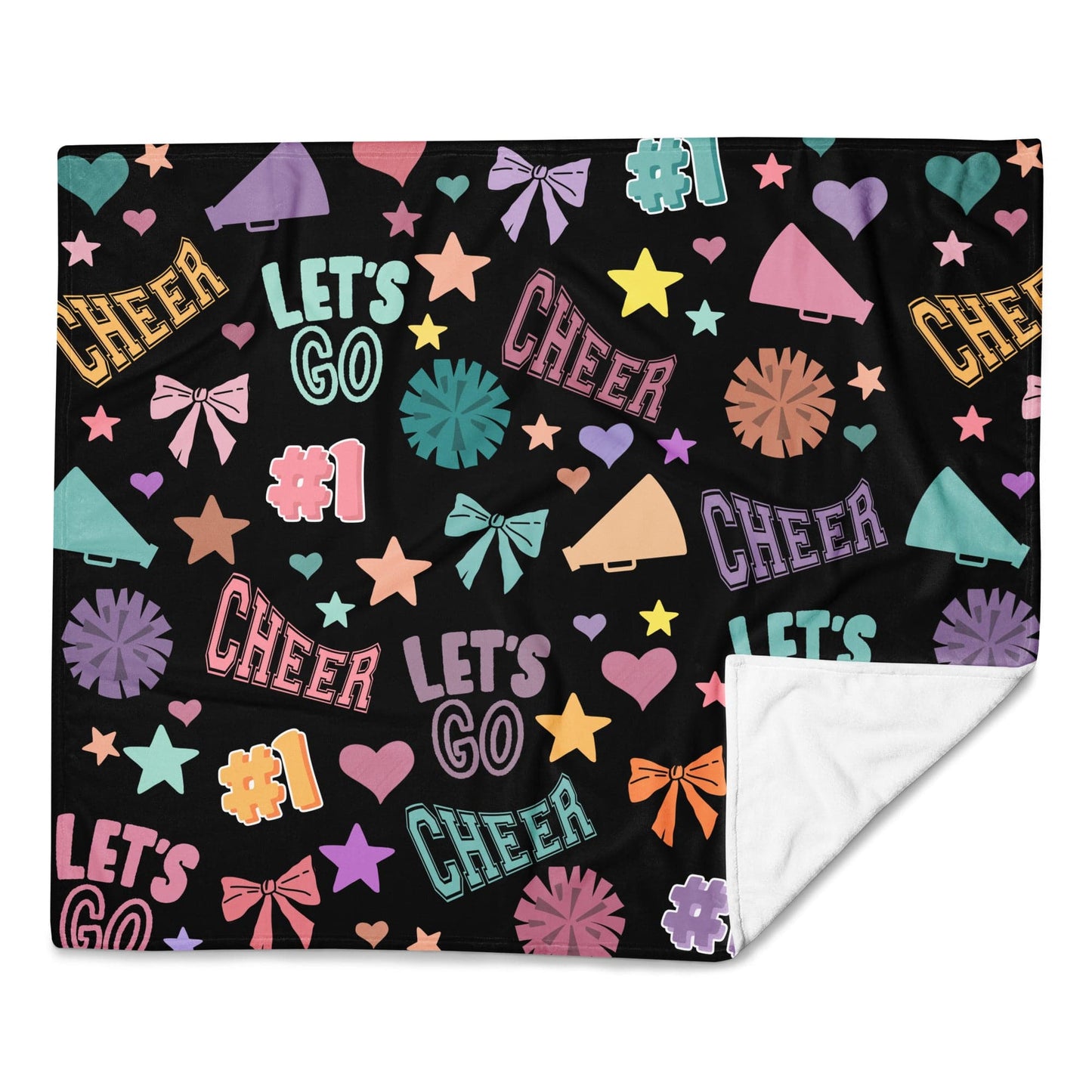 Cheer Throw Blanket on Black – Cheerleader Gift, Soft Cozy Blanket, Cheer Decor Spirit Gear Collective Cheer Blanket