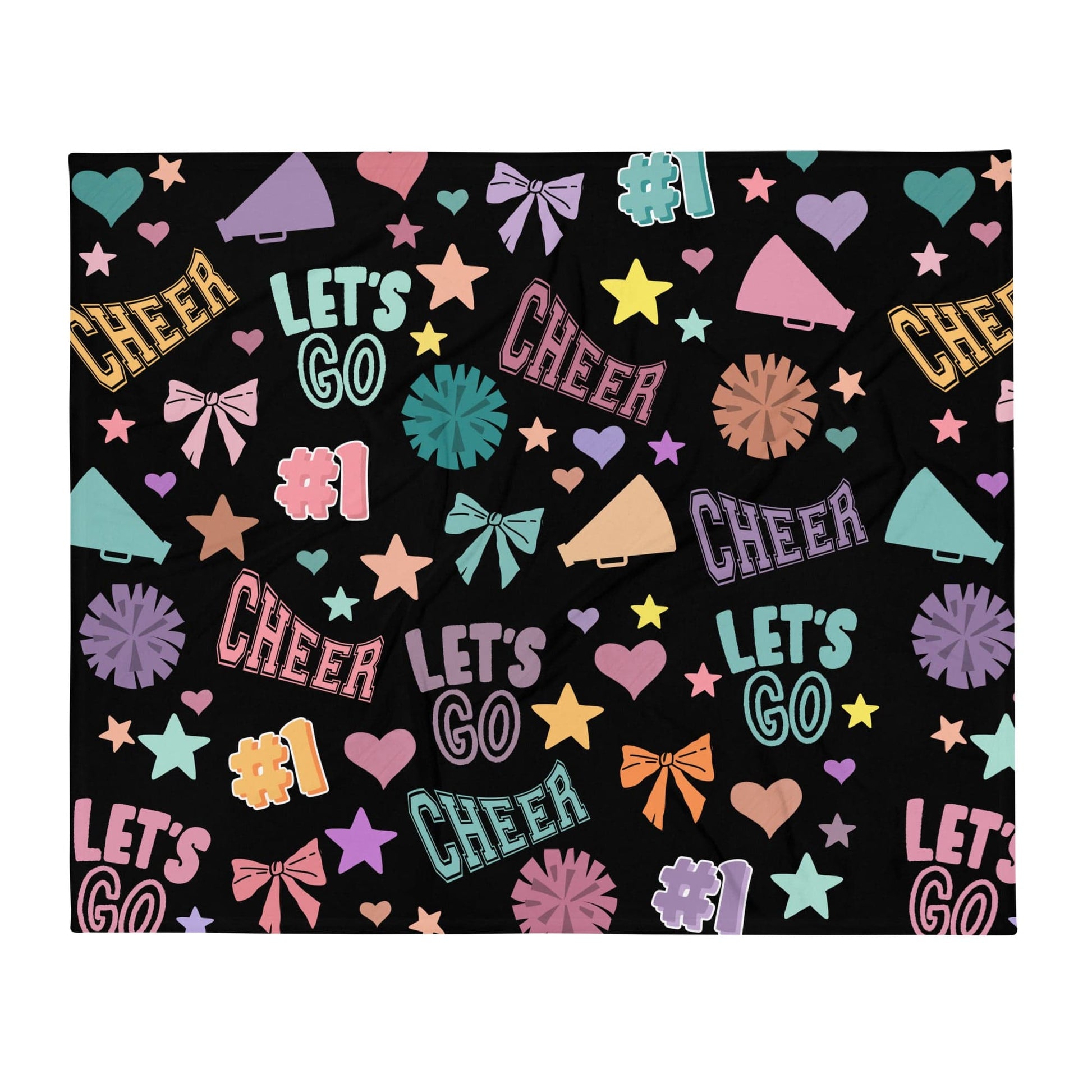 Cheer Throw Blanket on Black – Cheerleader Gift, Soft Cozy Blanket, Cheer Decor Spirit Gear Collective Cheer Blanket