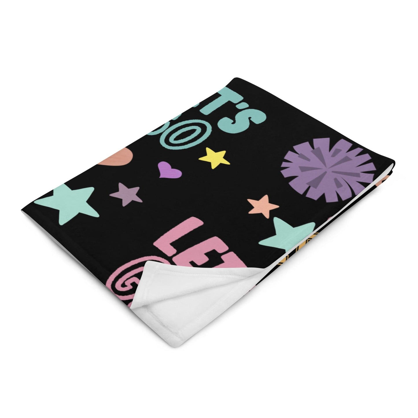Cheer Throw Blanket on Black – Cheerleader Gift, Soft Cozy Blanket, Cheer Decor Spirit Gear Collective Cheer Blanket