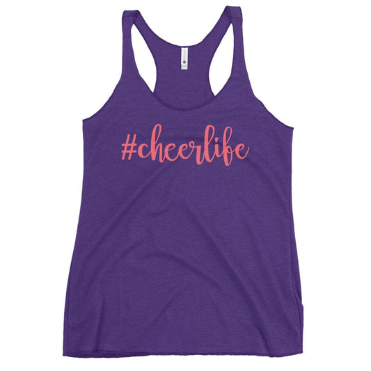 #Cheerlife Racerback Tank – Cheerleading Hashtag Graphic Top Purple Rush / XS Spirit Gear Collective tank top