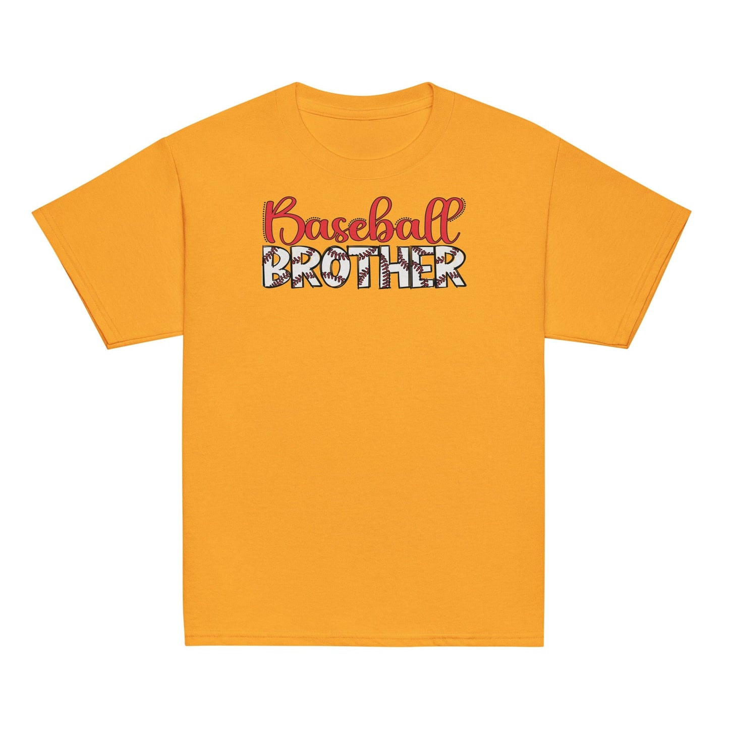 Classic Baseball Brother Shirt – Outline Baseball Sibling Tee Gold / XS Spirit Gear Collective Baseball Brother Shirt