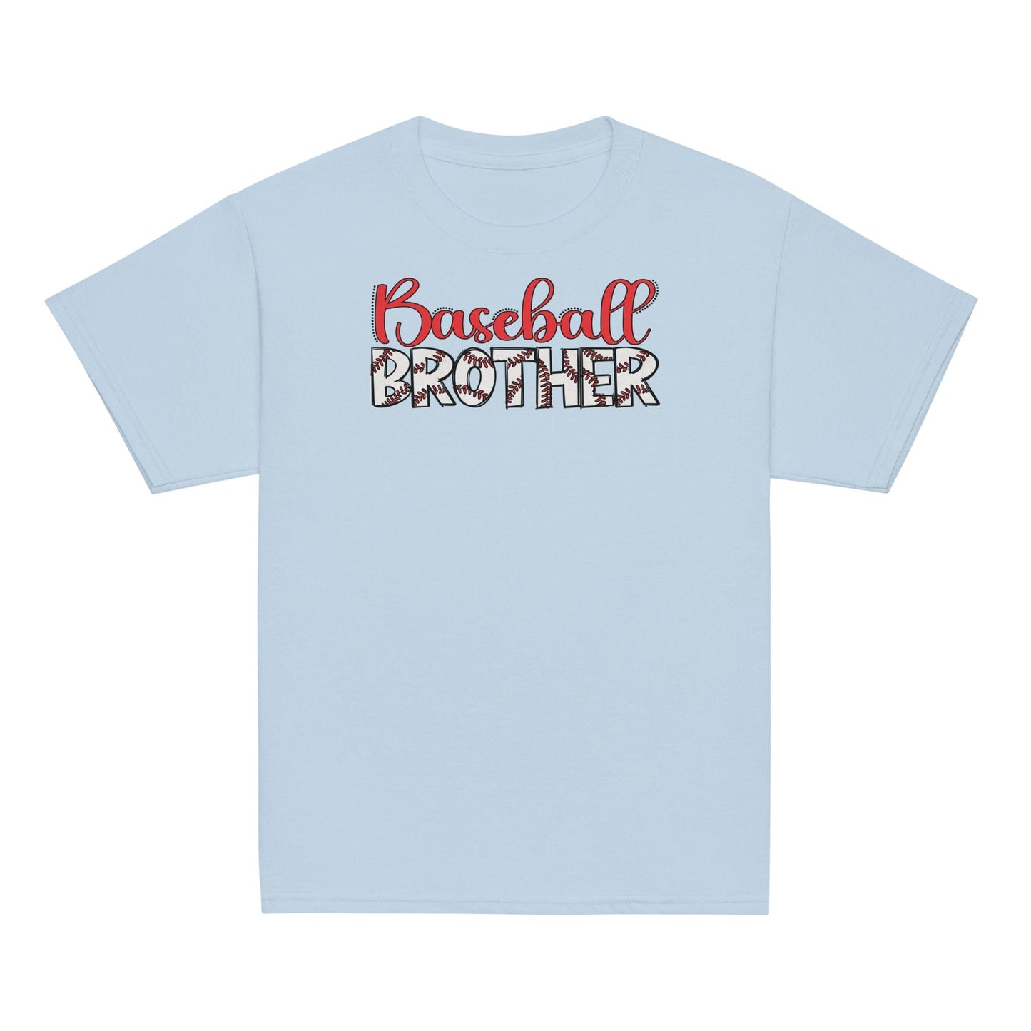 Classic Baseball Brother Shirt – Outline Baseball Sibling Tee Light Blue / XS Spirit Gear Collective Baseball Brother Shirt