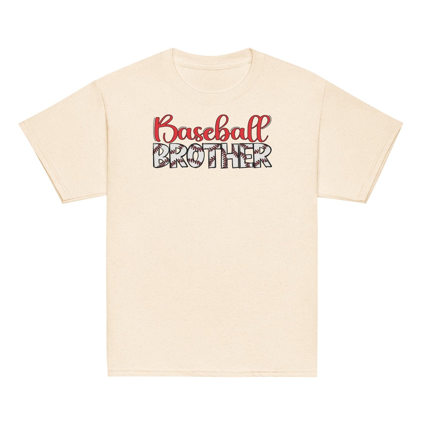Classic Baseball Brother Shirt – Outline Baseball Sibling Tee Natural / XS Spirit Gear Collective Baseball Brother Shirt