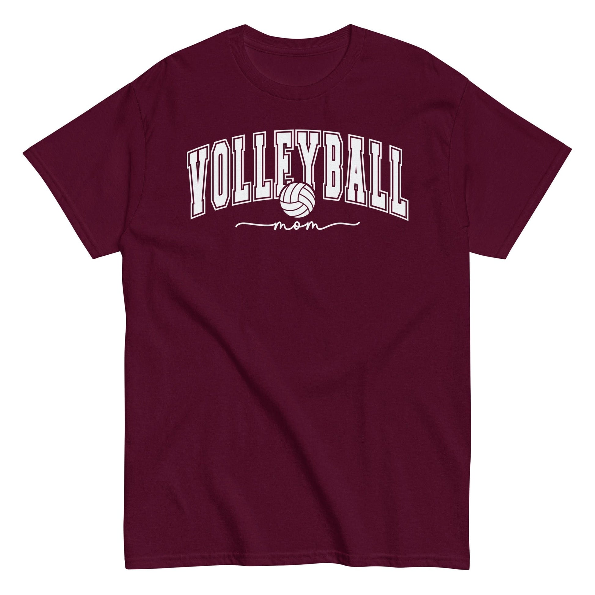 Classic Collegiate Volleyball Mom T-Shirt Maroon / S Spirit Gear Collective T-Shirt