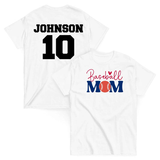 Custom Baseball Mom Shirt - Personalized Name & Jersey Number | Choose Front Graphic, Font & Color Custom Baseball Mom Shirt / Black / S Spirit Gear Collective Custom Baseball Mom Shirt