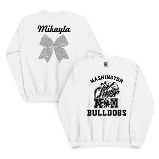 Custom Cheer Mom Sweatshirt Custom Cheer Mom Sweatshirt / White / S Spirt Gear Collective Custom Cheer Mom Sweatshirt