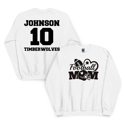 Custom Football Mom Sweatshirt Custom Football Mom Sweatshirt / White / 2XL Printful Customizer