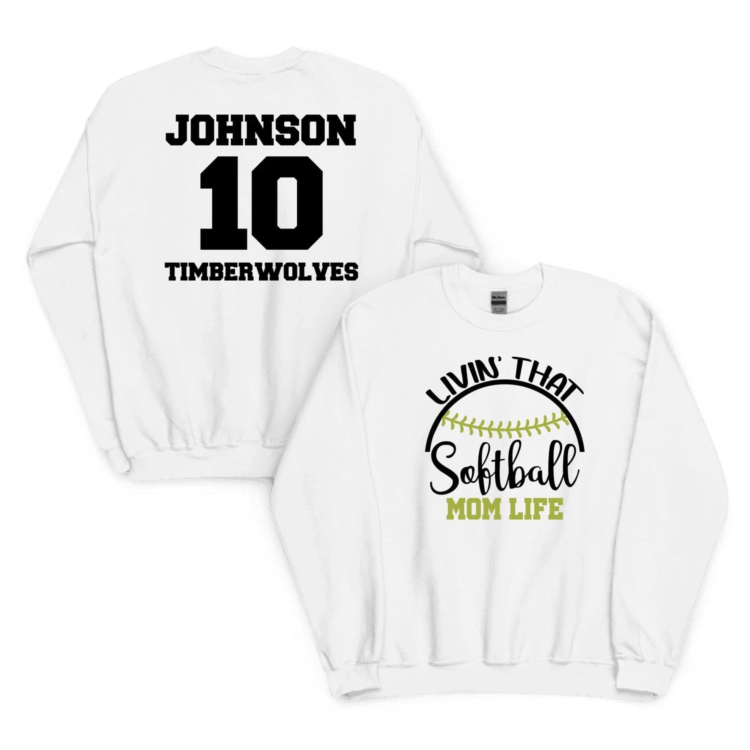 Custom Softball Mom Sweatshirt Custom Softball Mom Sweatshirt / White / 2XL Spirt Gear Collective Custom Softball Mom Sweatshirt