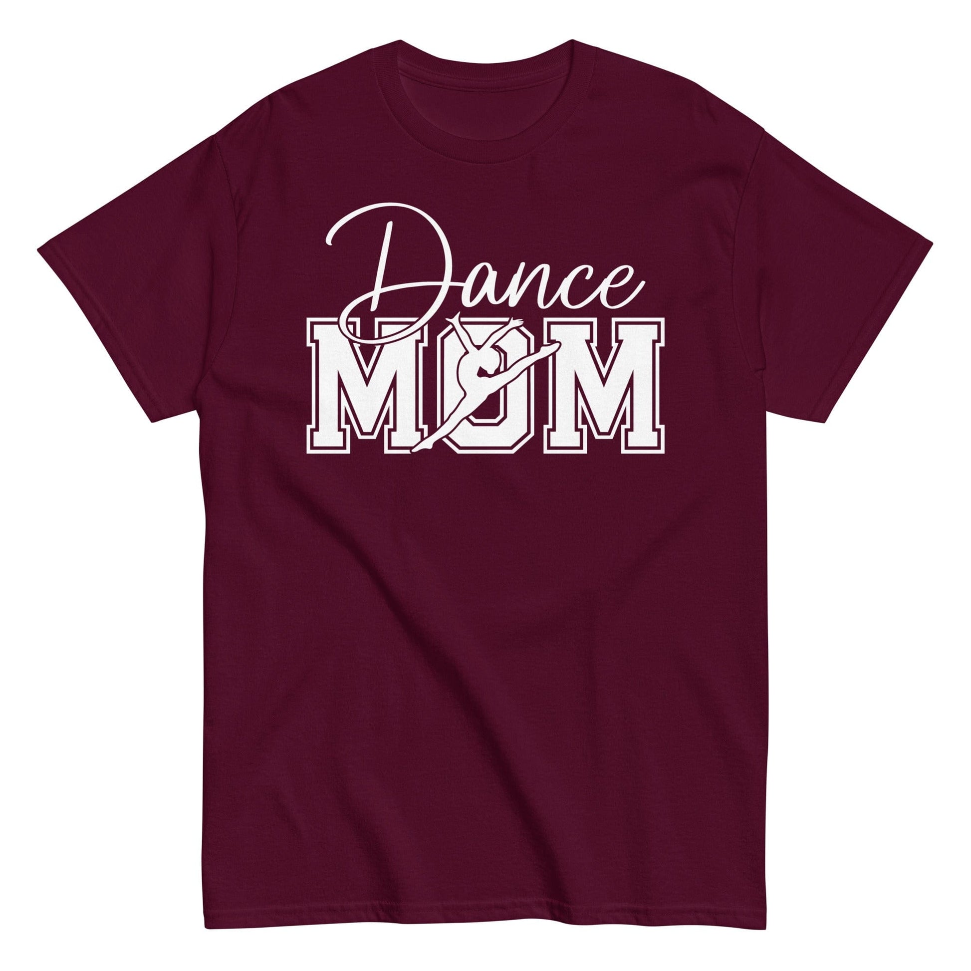 Dance Mom Varsity Style T-Shirt | Bold Lettering with Silhouette Graphic Maroon / S Spirit Gear Collective T-Shirt