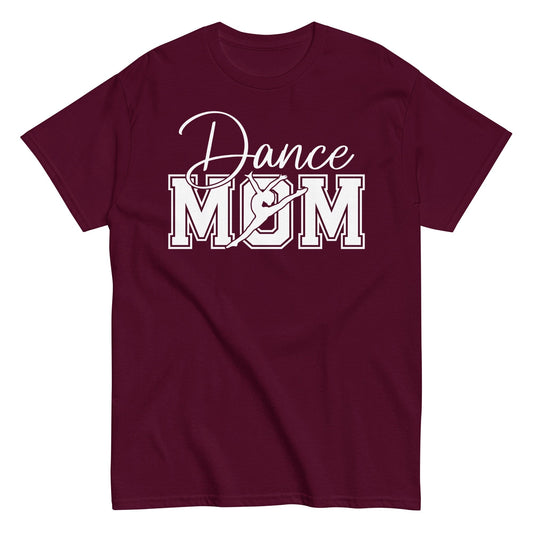 Dance Mom Varsity Style T-Shirt | Bold Lettering with Silhouette Graphic Maroon / S Spirit Gear Collective T-Shirt