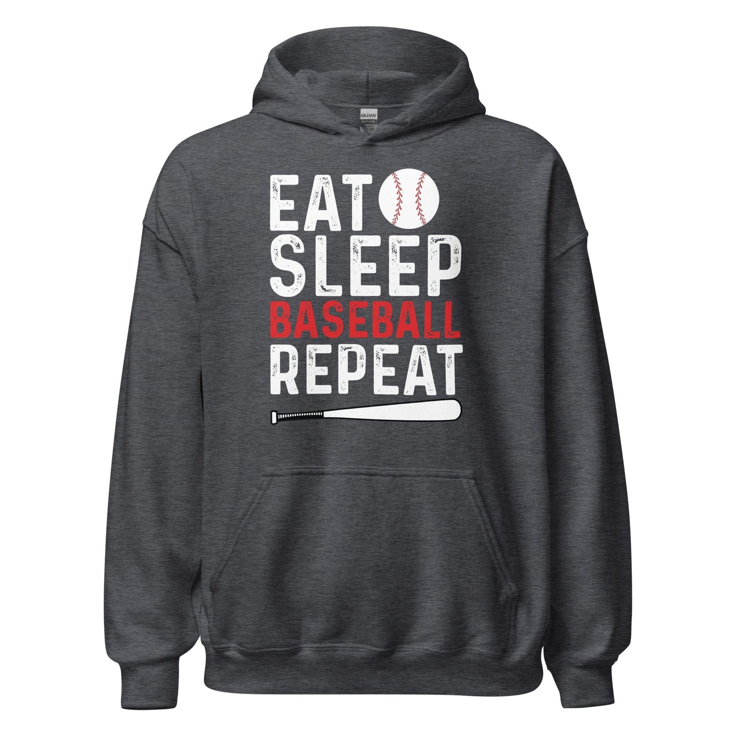 Eat Sleep Baseball Repeat Hoodie Dark Heather / S Spirit Gear Collective Hoodie