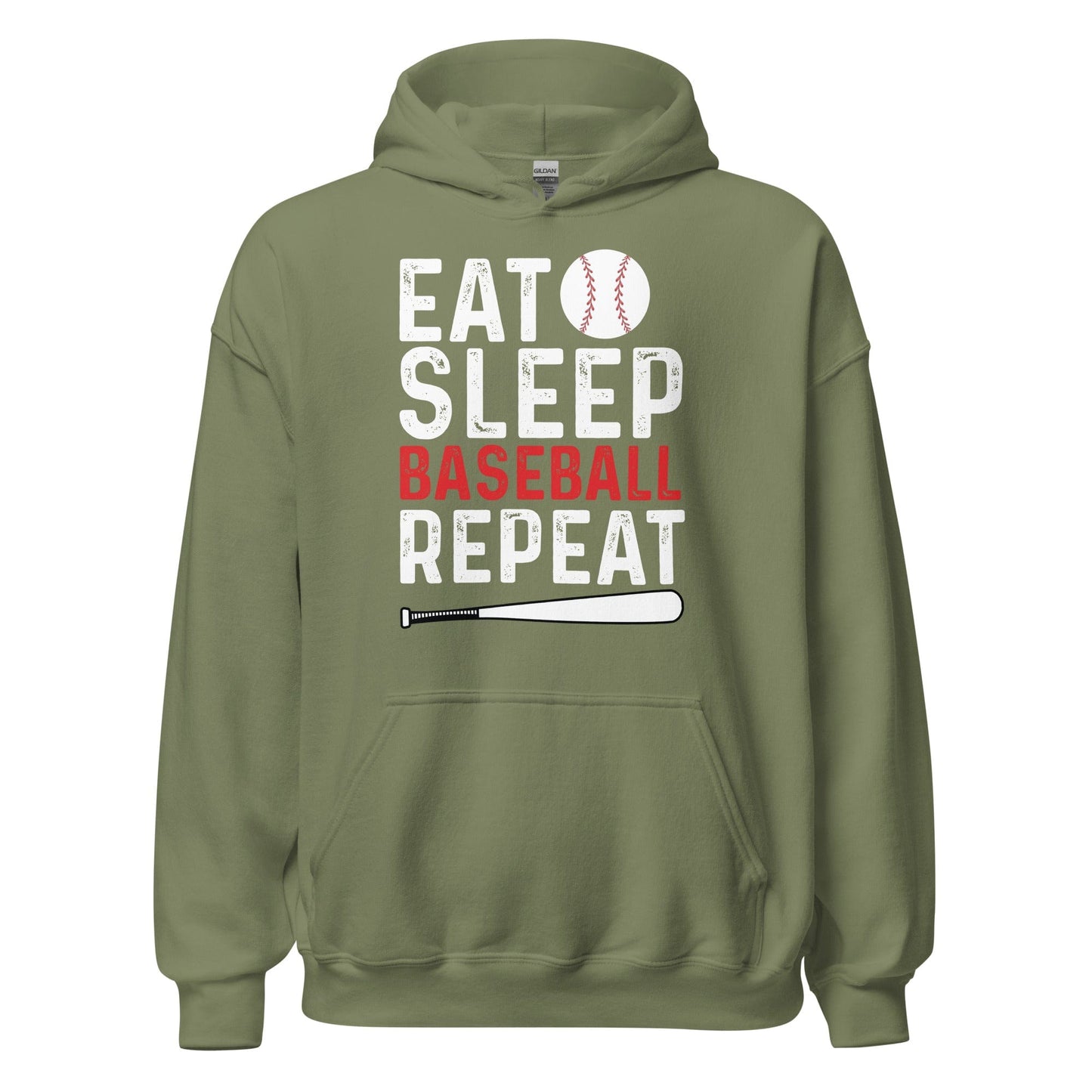 Eat Sleep Baseball Repeat Hoodie Military Green / S Spirit Gear Collective Hoodie