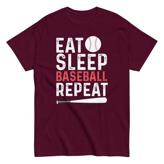 Eat Sleep Baseball Repeat Shirt Maroon / S Spirit Gear Collective T-Shirt