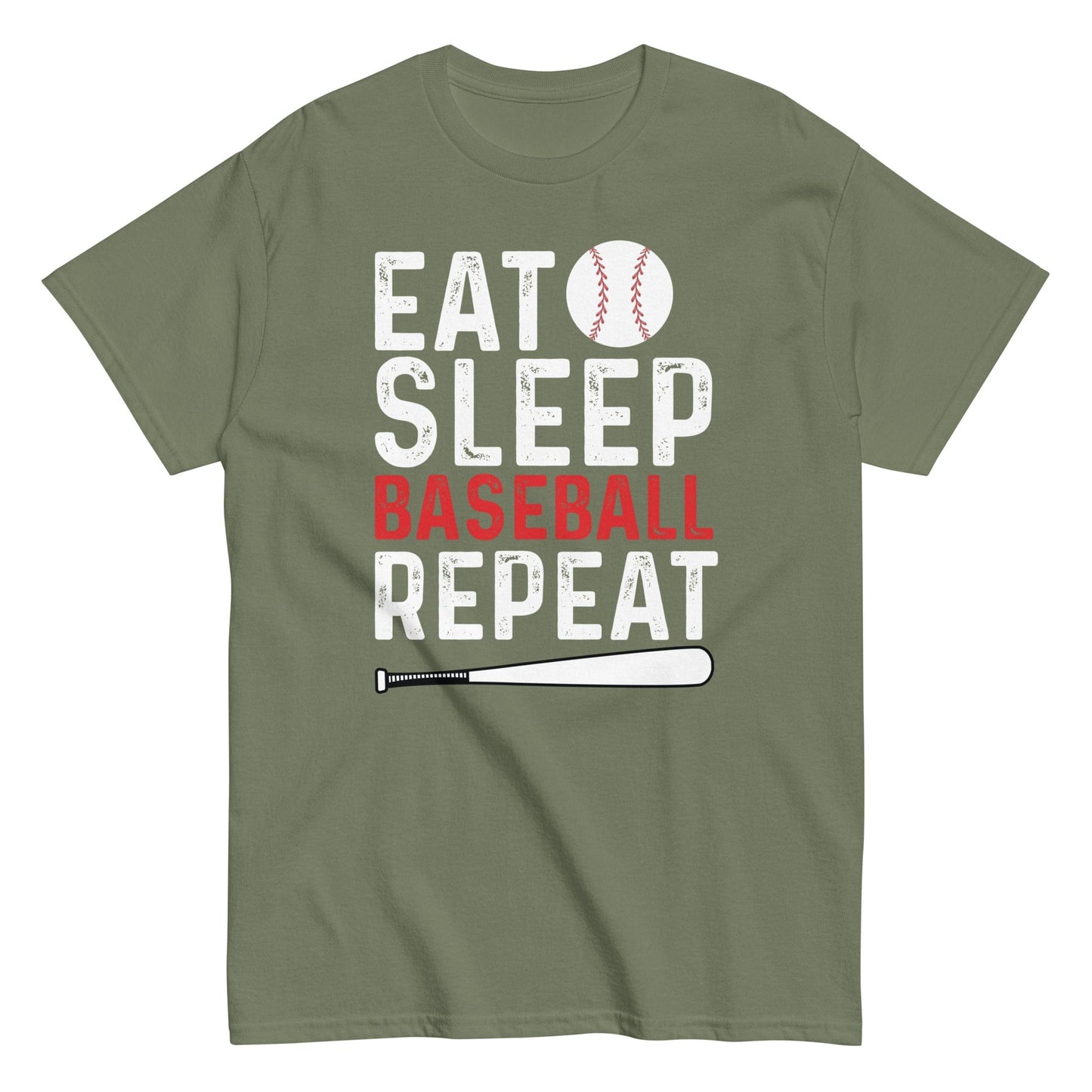 Eat Sleep Baseball Repeat Shirt Military Green / S Spirit Gear Collective T-Shirt