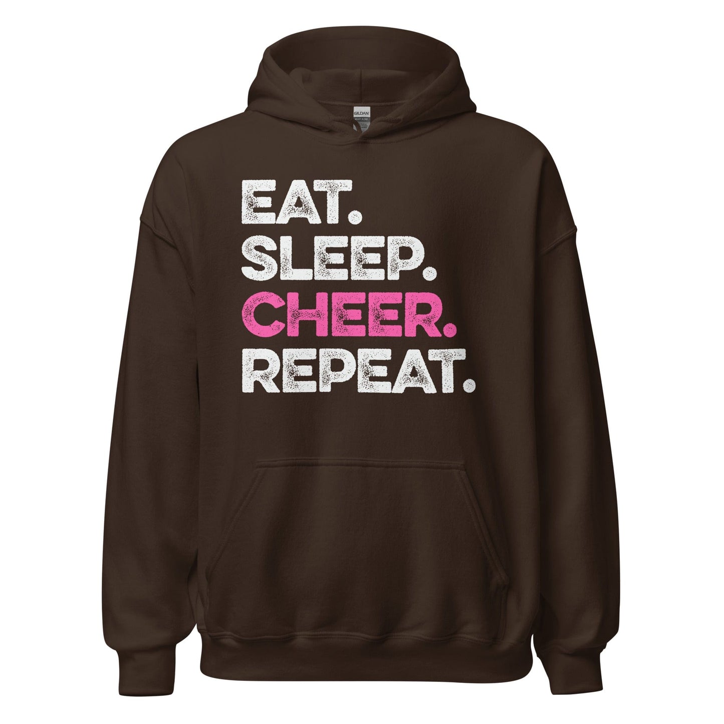 Eat Sleep Cheer Repeat Hoodie Dark Chocolate / S Spirit Gear Collective Hoodie