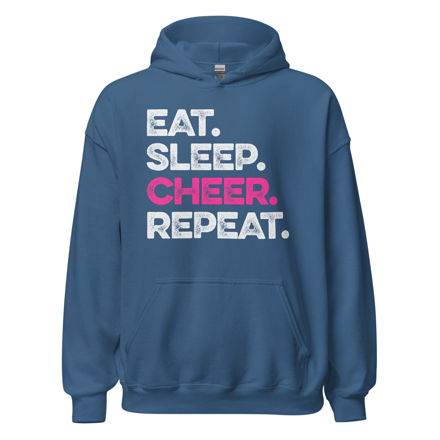 Eat Sleep Cheer Repeat Hoodie Indigo Blue / S Spirit Gear Collective Hoodie