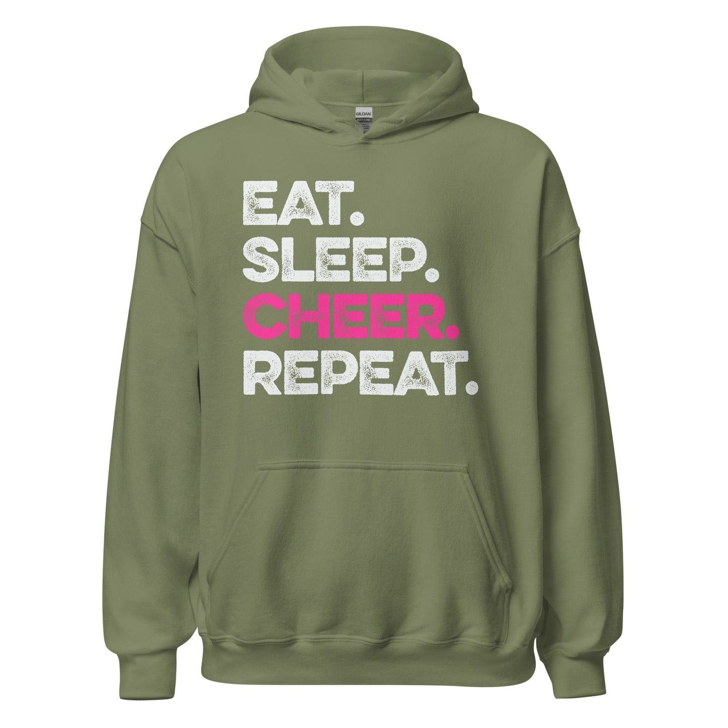 Eat Sleep Cheer Repeat Hoodie Military Green / S Spirit Gear Collective Hoodie