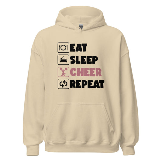 Eat Sleep Cheer Repeat Hoodie Sand / S Spirit Gear Collective Hoodie