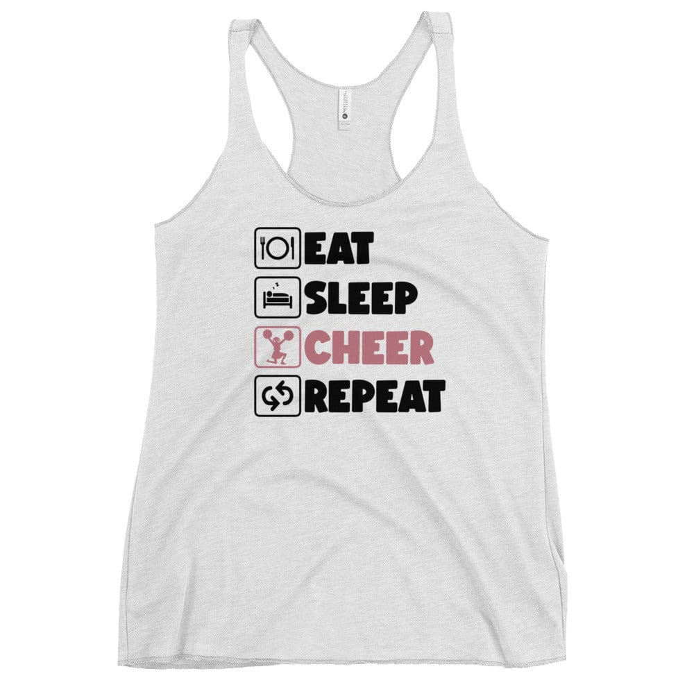 Eat, Sleep, Cheer, Repeat Racerback Tank – Cheerleader Life Tank Top Heather White / XS Spirit Gear Collective tank top