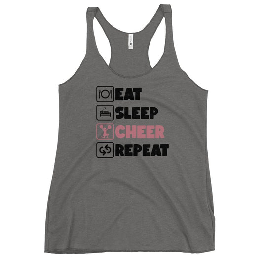 Eat, Sleep, Cheer, Repeat Racerback Tank – Cheerleader Life Tank Top Premium Heather / XS Spirit Gear Collective tank top