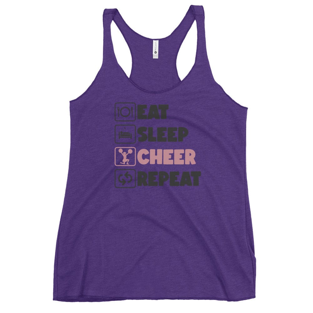 Eat, Sleep, Cheer, Repeat Racerback Tank – Cheerleader Life Tank Top Purple Rush / XS Spirit Gear Collective tank top