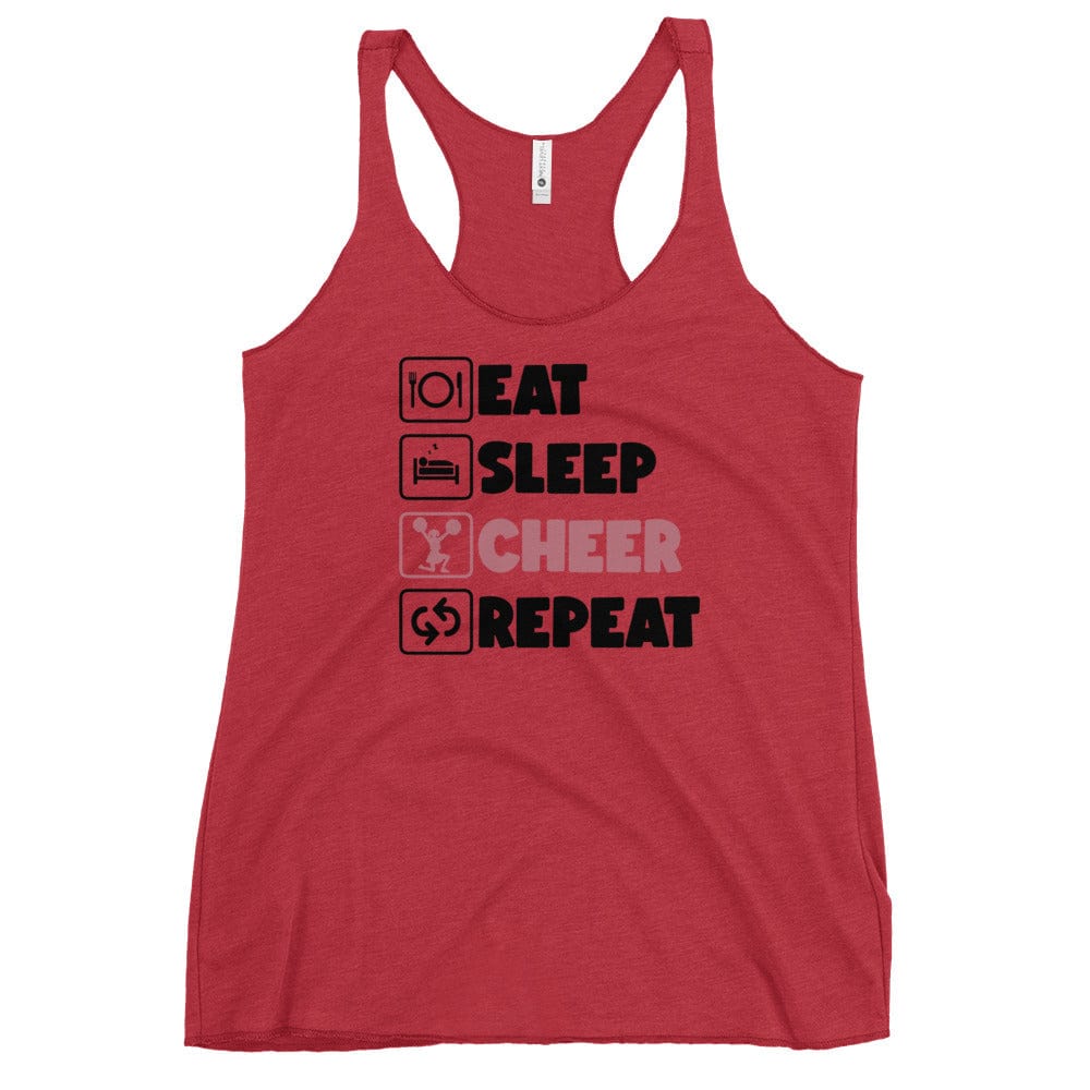 Eat, Sleep, Cheer, Repeat Racerback Tank – Cheerleader Life Tank Top Vintage Red / XS Spirit Gear Collective tank top