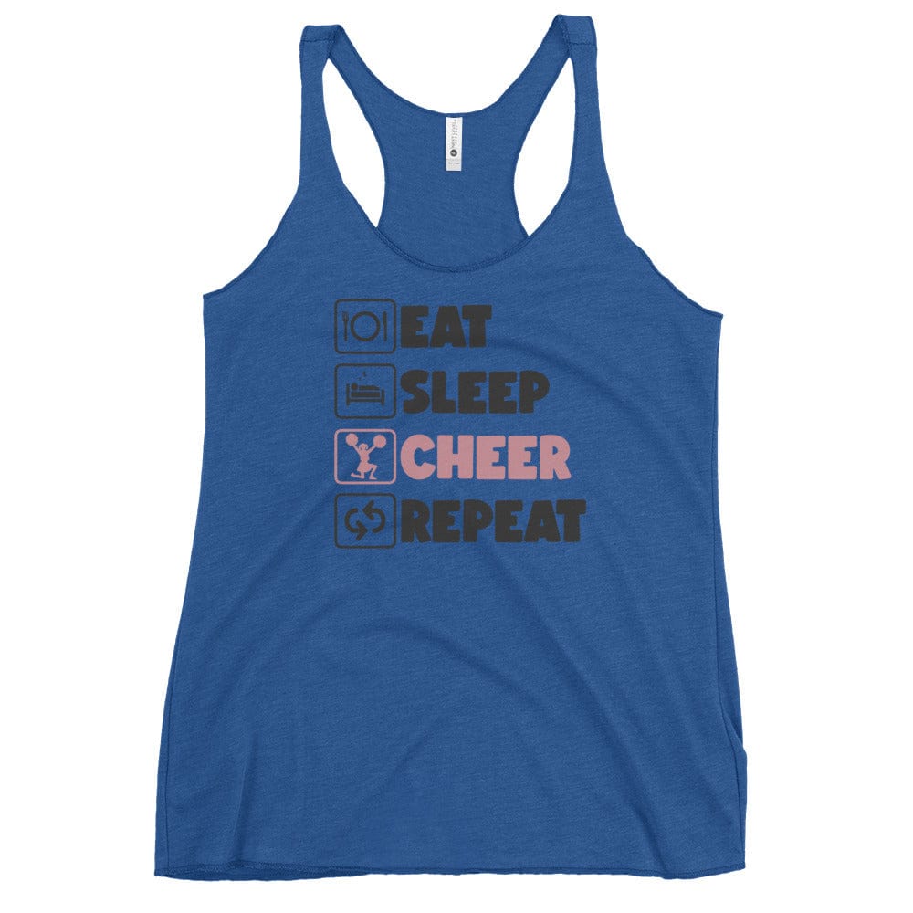 Eat, Sleep, Cheer, Repeat Racerback Tank – Cheerleader Life Tank Top Vintage Royal / XS Spirit Gear Collective tank top