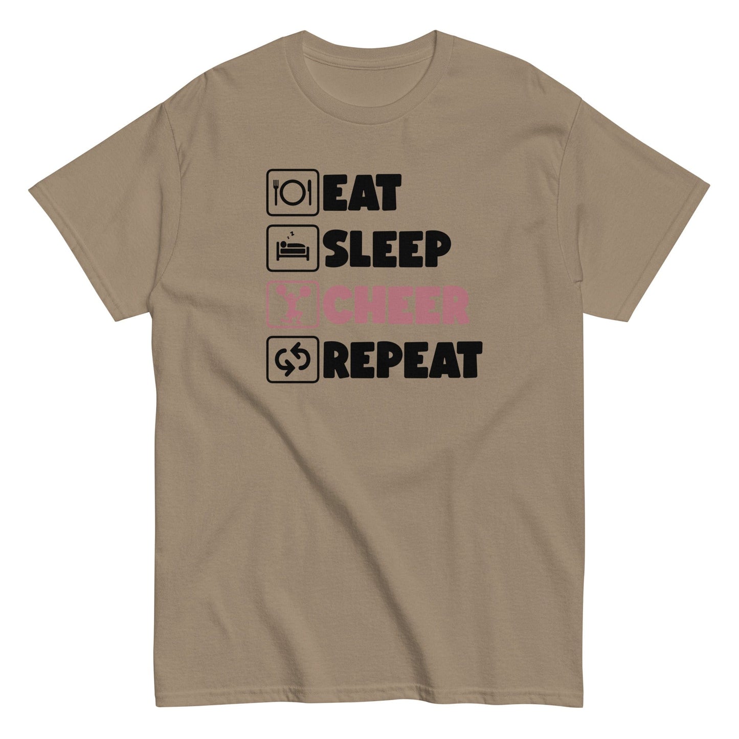 Eat Sleep Cheer Repeat Shirt Brown Savana / S Spirit Gear Collective T-Shirt