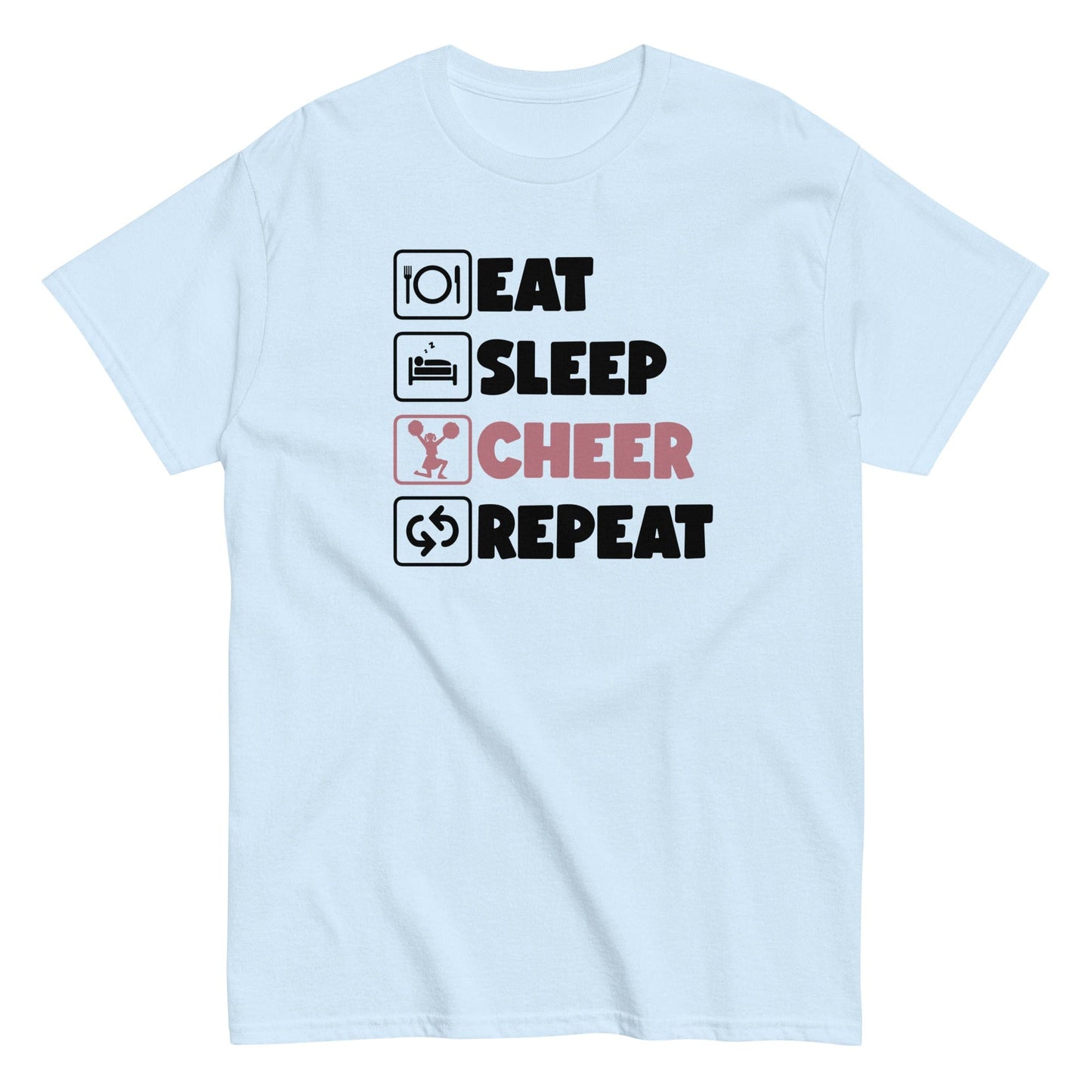 Eat Sleep Cheer Repeat Shirt Light Blue / S Spirit Gear Collective T-Shirt