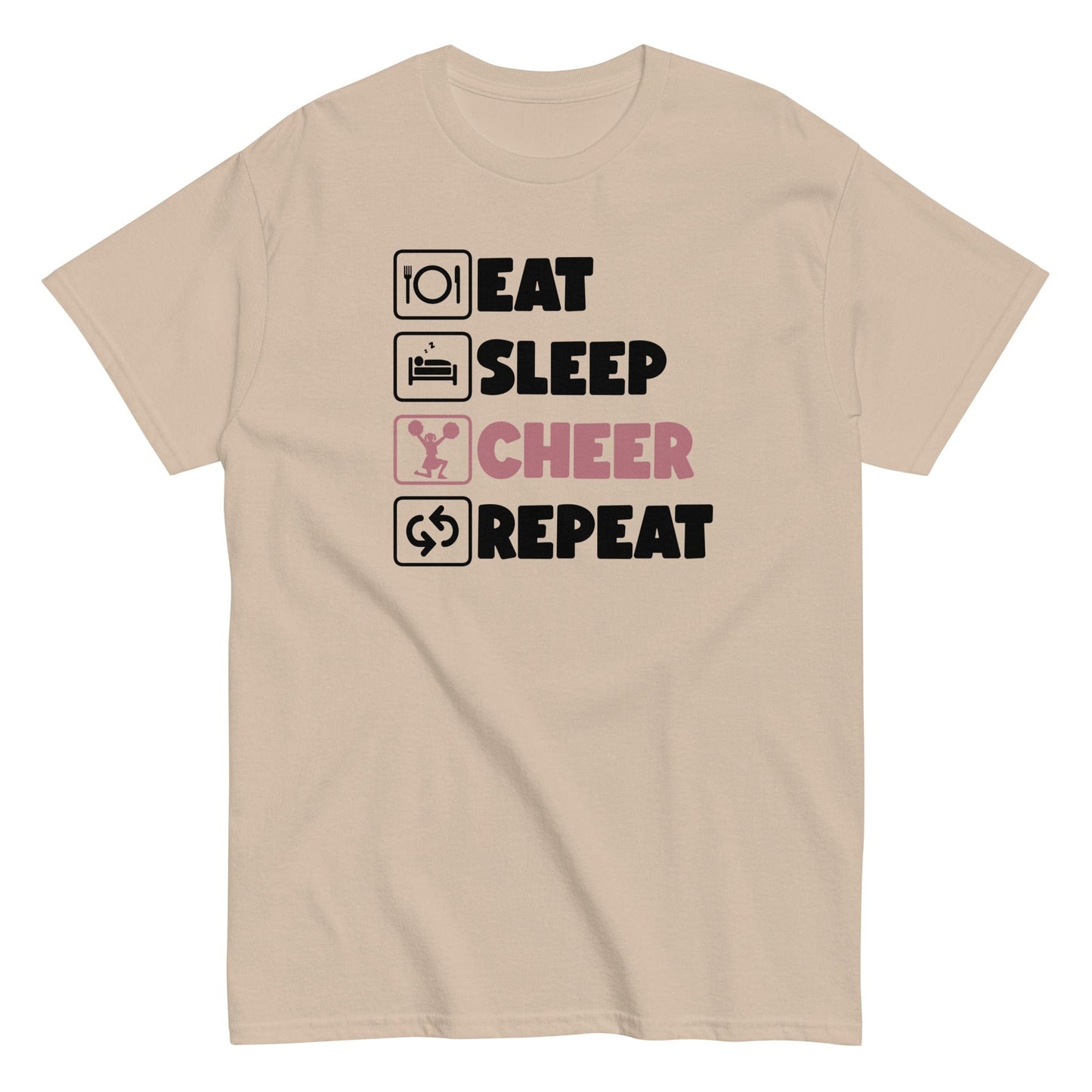 Eat Sleep Cheer Repeat Shirt Sand / S Spirit Gear Collective T-Shirt