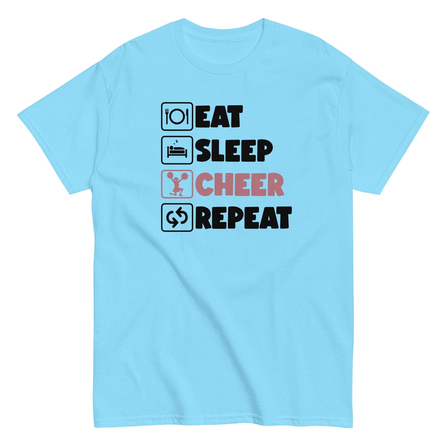 Eat Sleep Cheer Repeat Shirt Sky / S Spirit Gear Collective T-Shirt