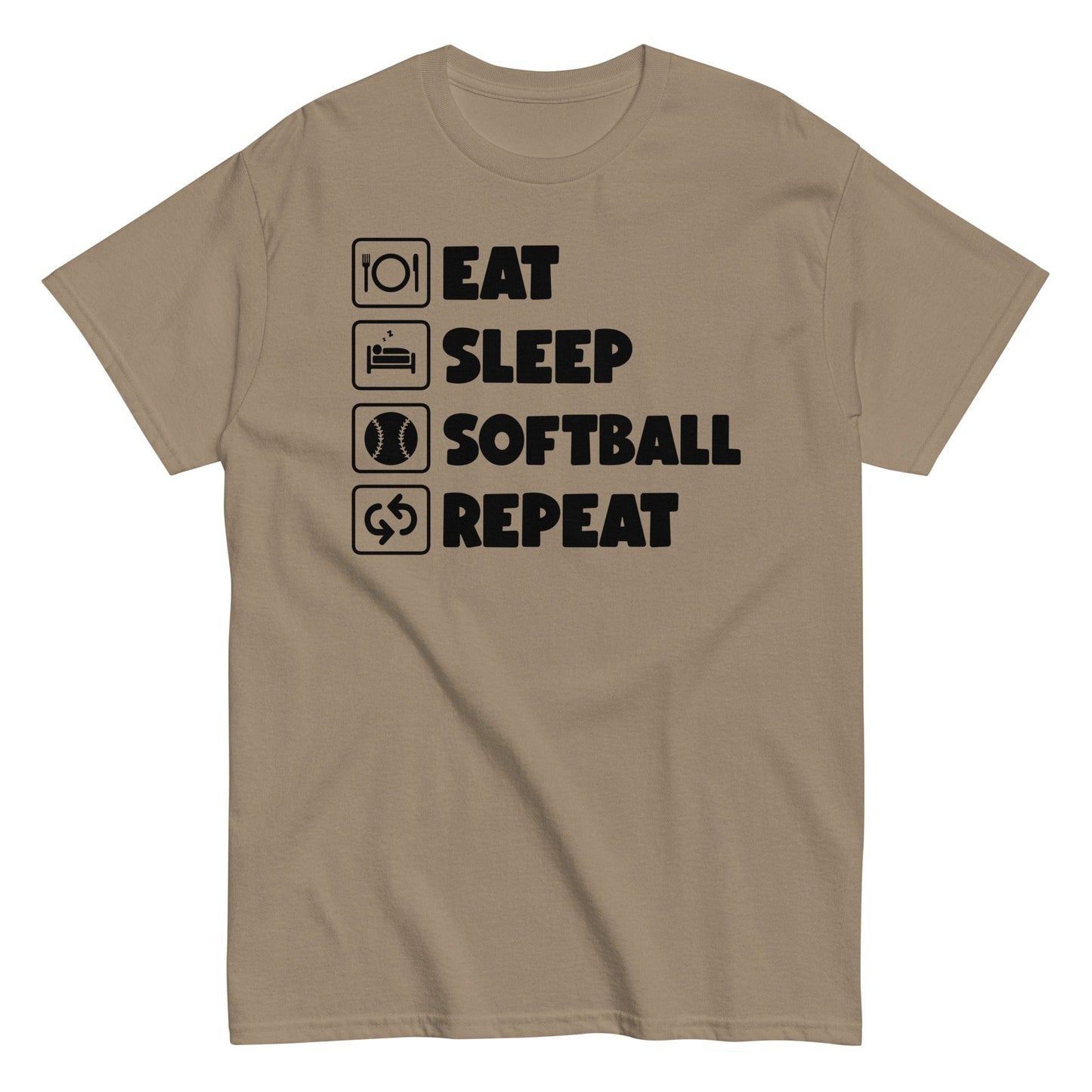 Eat Sleep Softball Repeat Shirt Brown Savana / S Spirit Gear Collective T-Shirt