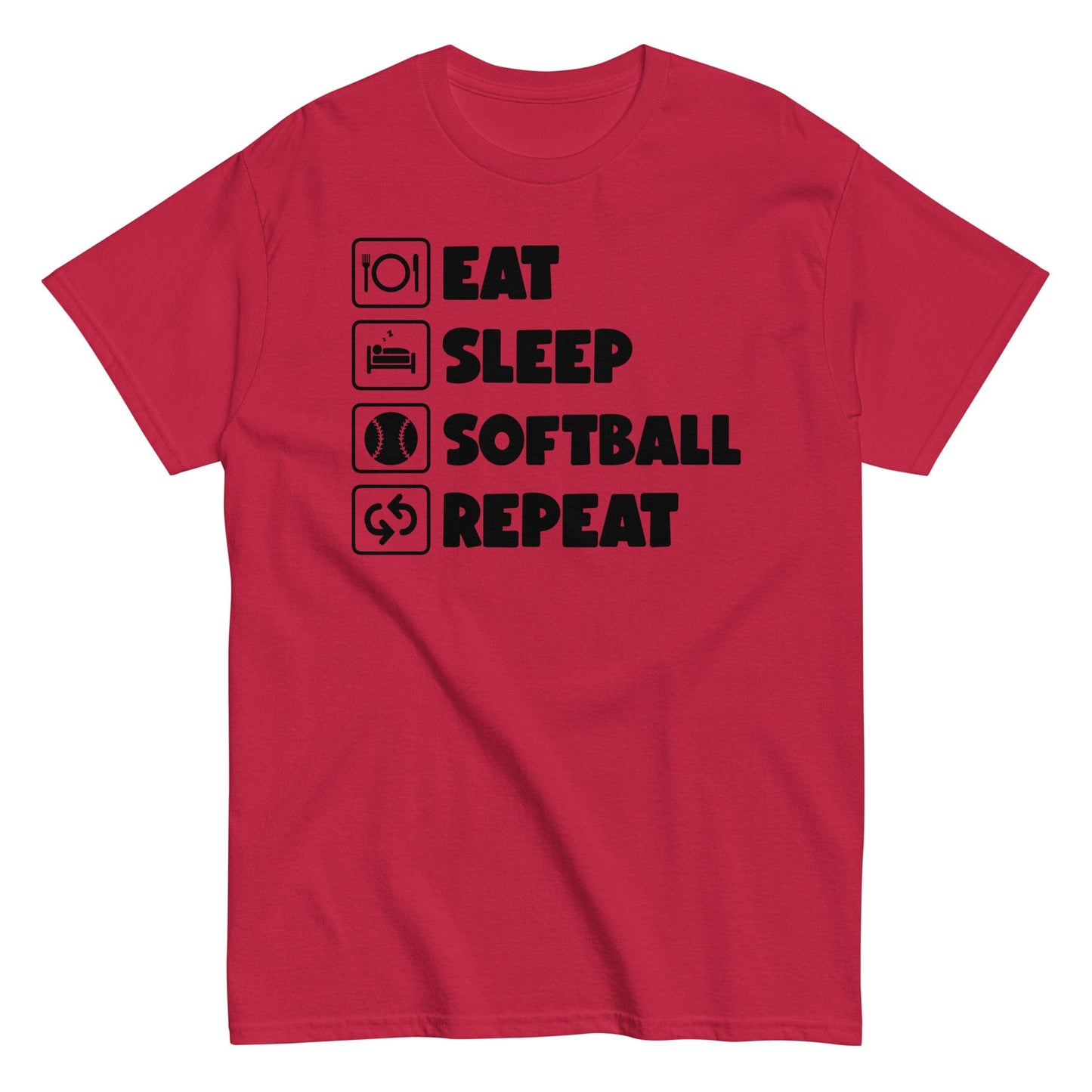 Eat Sleep Softball Repeat Shirt Cardinal / S Spirit Gear Collective T-Shirt