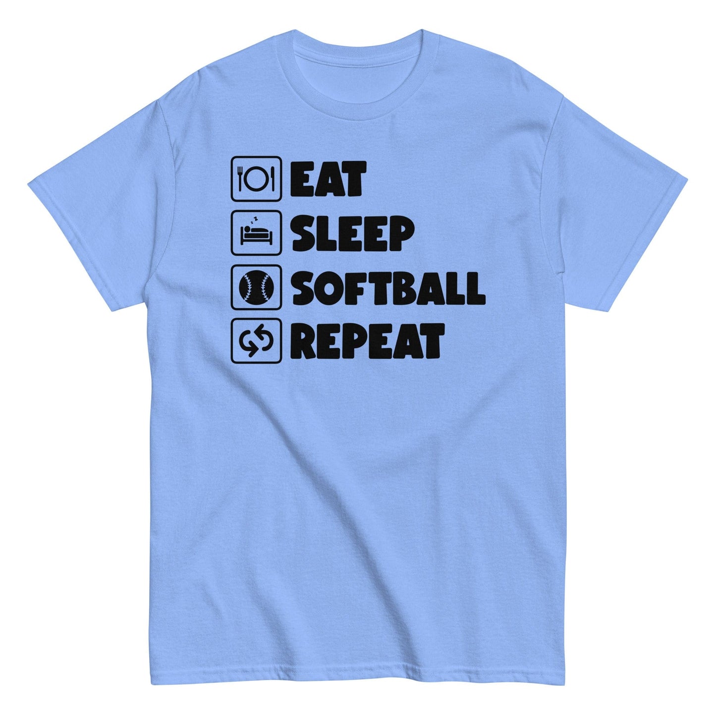 Eat Sleep Softball Repeat Shirt Carolina Blue / S Spirit Gear Collective T-Shirt