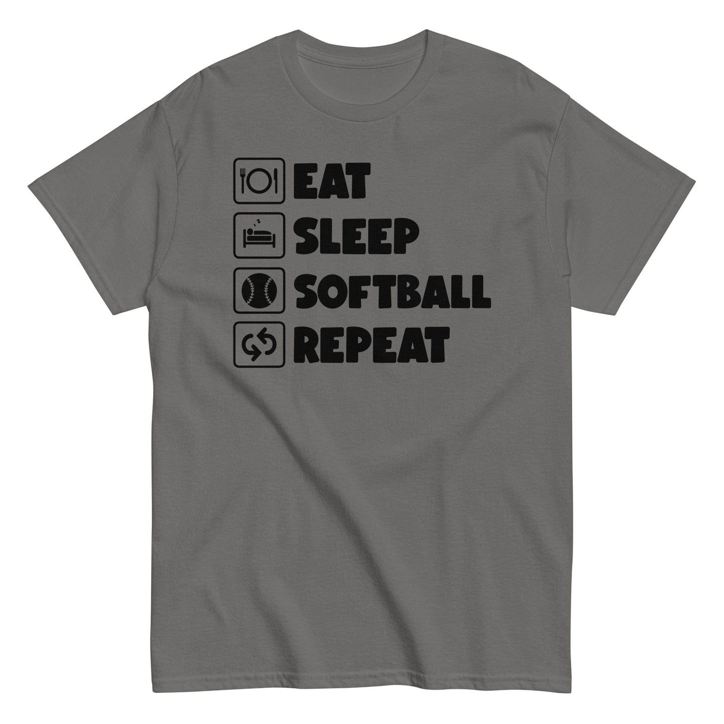 Eat Sleep Softball Repeat Shirt Charcoal / S Spirit Gear Collective T-Shirt