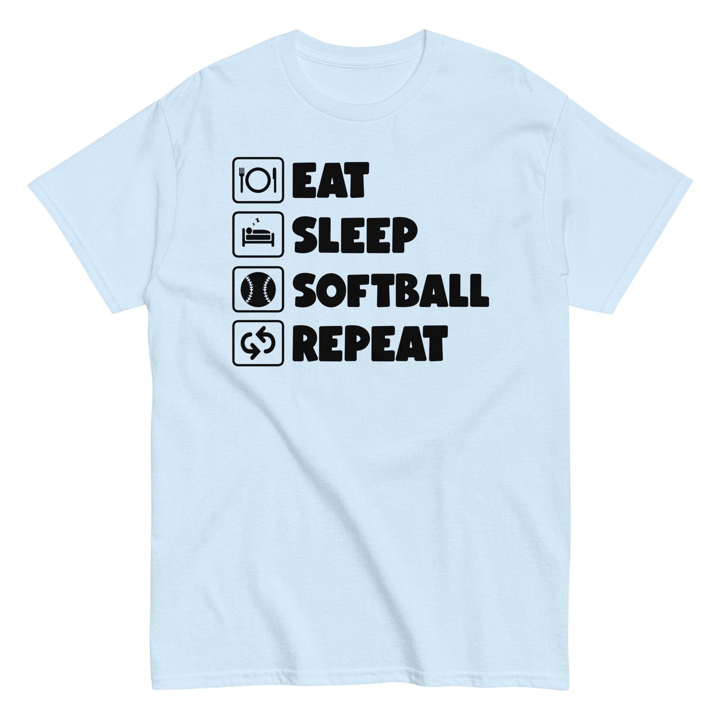 Eat Sleep Softball Repeat Shirt Light Blue / S Spirit Gear Collective T-Shirt