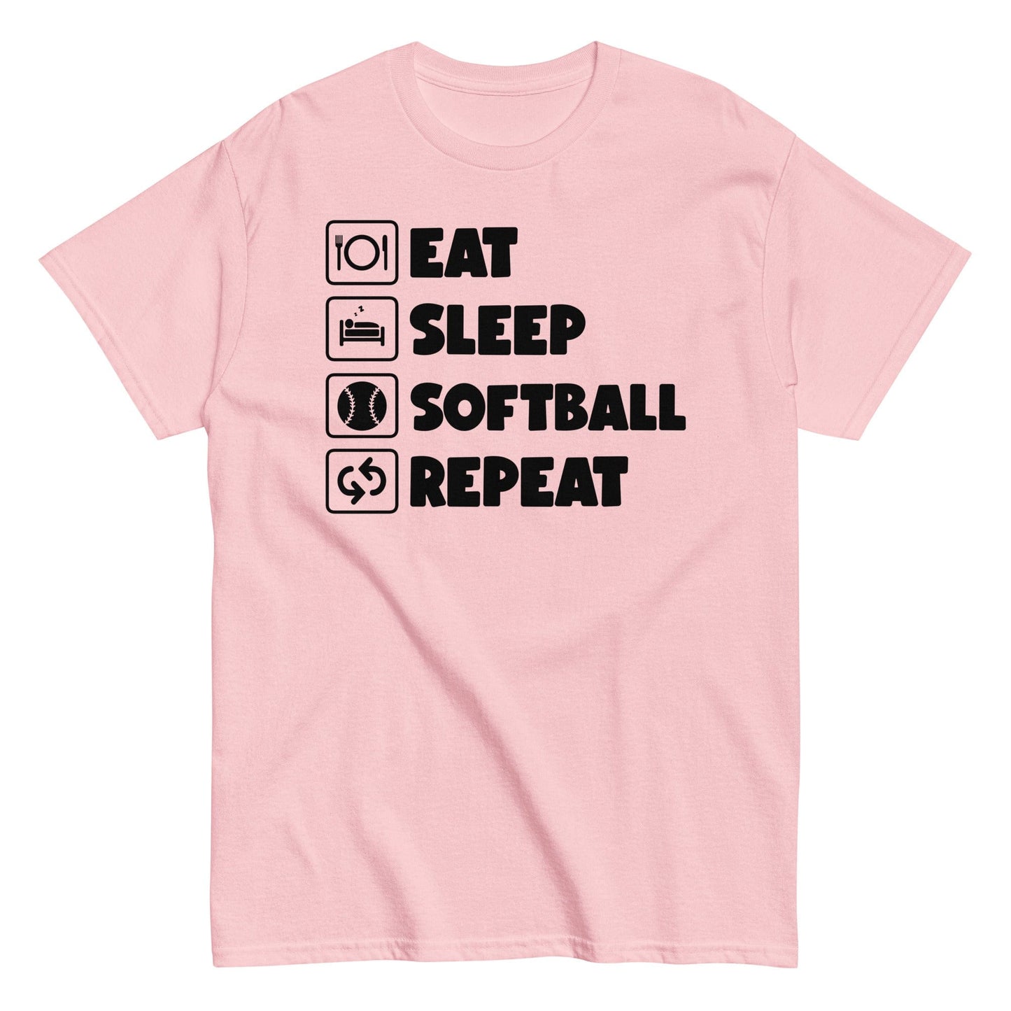 Eat Sleep Softball Repeat Shirt Light Pink / S Spirit Gear Collective T-Shirt