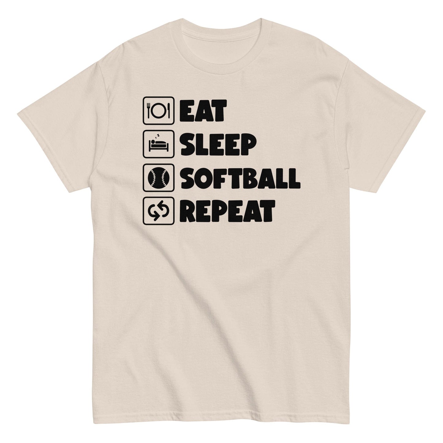 Eat Sleep Softball Repeat Shirt Natural / S Spirit Gear Collective T-Shirt