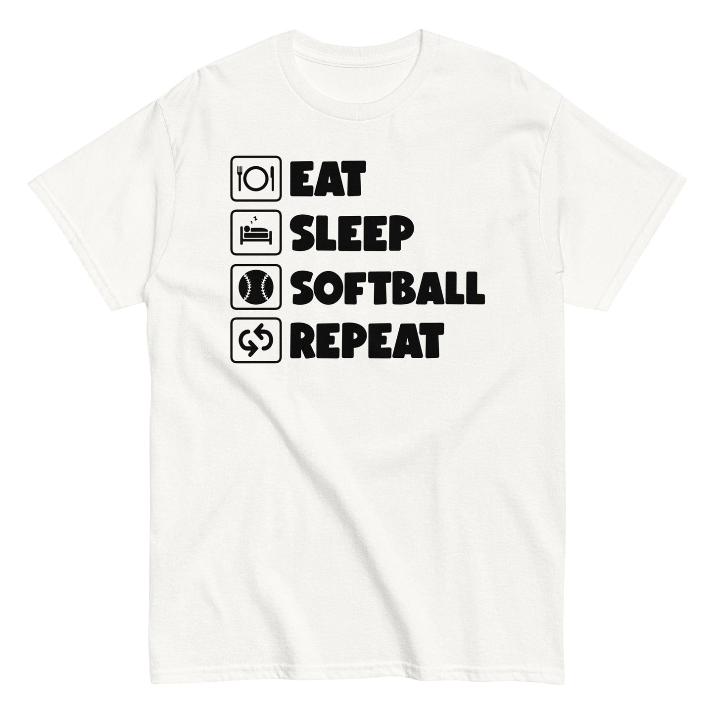 Eat Sleep Softball Repeat Shirt White / S Spirit Gear Collective T-Shirt