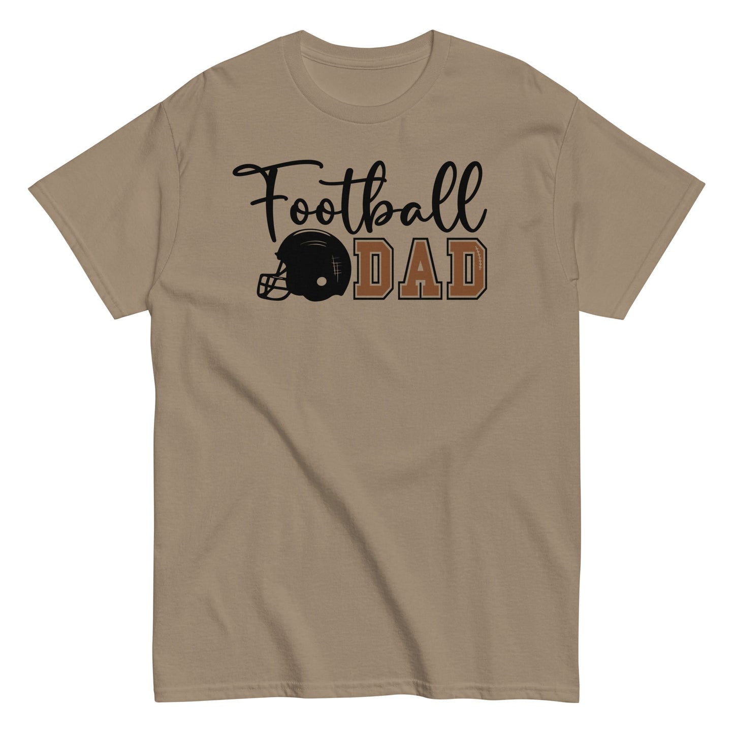Football Dad Shirt – Script Design with Helmet Graphic T-Shirt Brown Savana / S Spirit Gear Collective T-Shirt